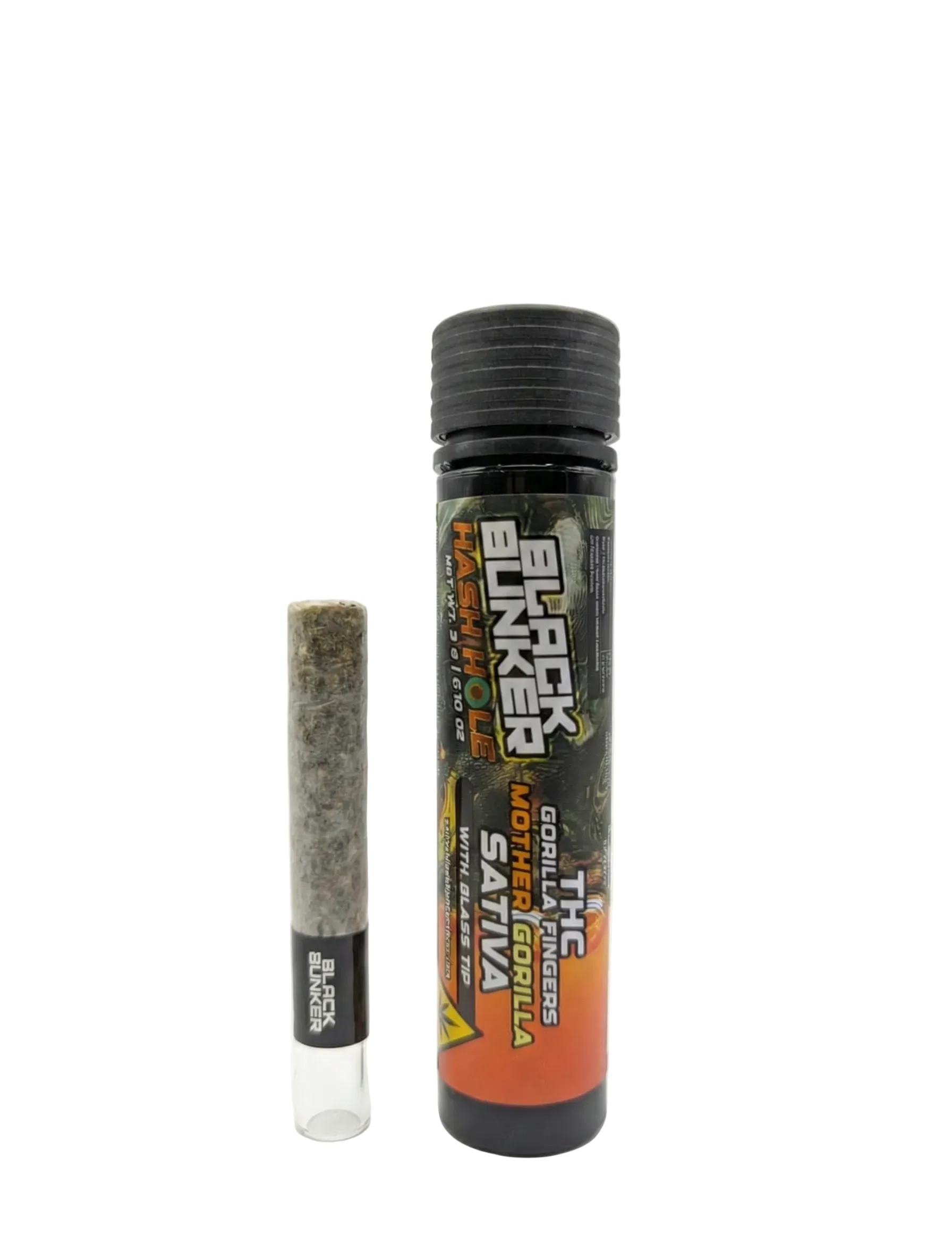 Black Bunker THC Gorilla Fingers Glass Tip Pre Rolls 3G - Image 3