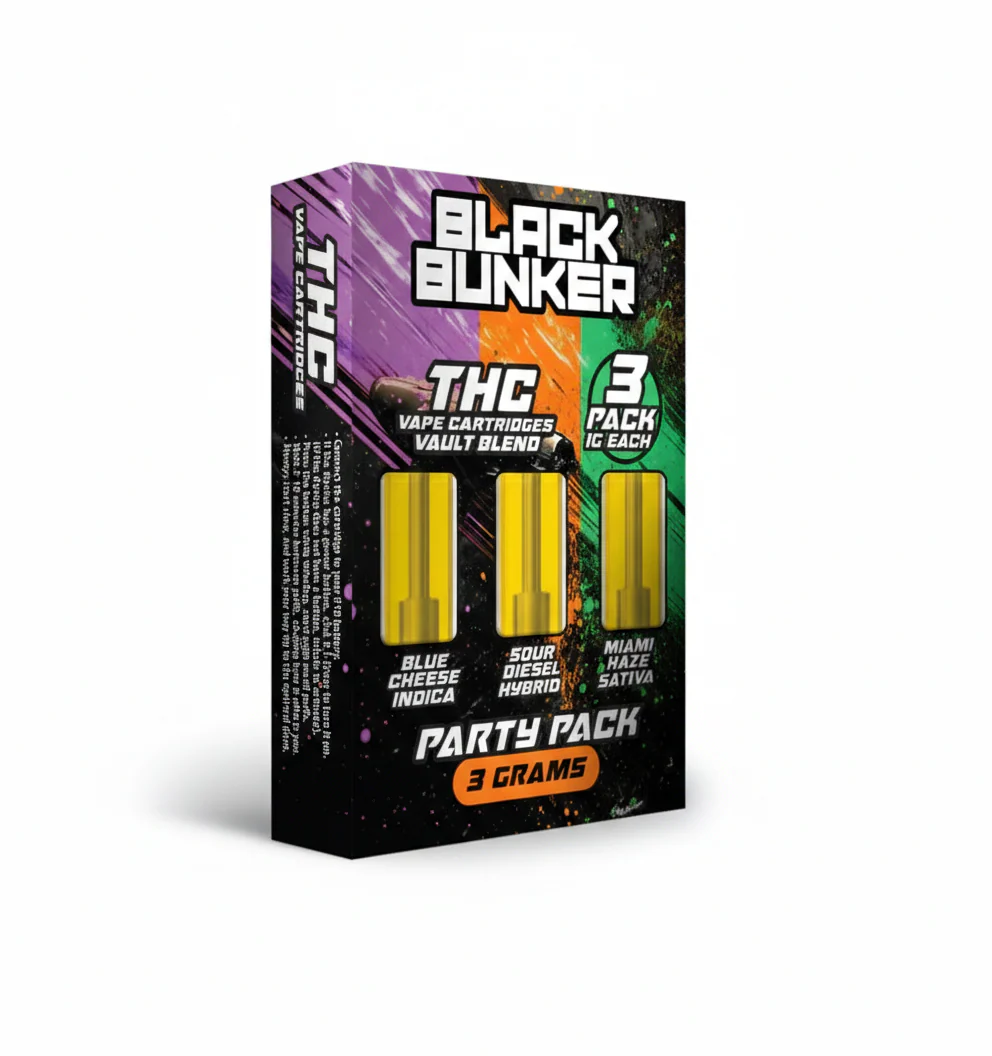 Black Bunker Vault Blend THC Vape Cartridge 1G (3Ct) - Image 4